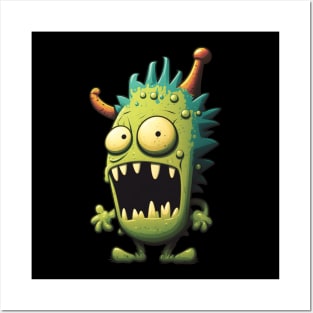 Green Cute Little Monster Posters and Art